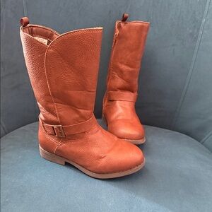 Kids Brown Leather Knee Boots